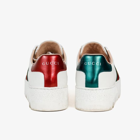 Gucci Ace White Leather Platform Sneakers - Picture 3 of 12